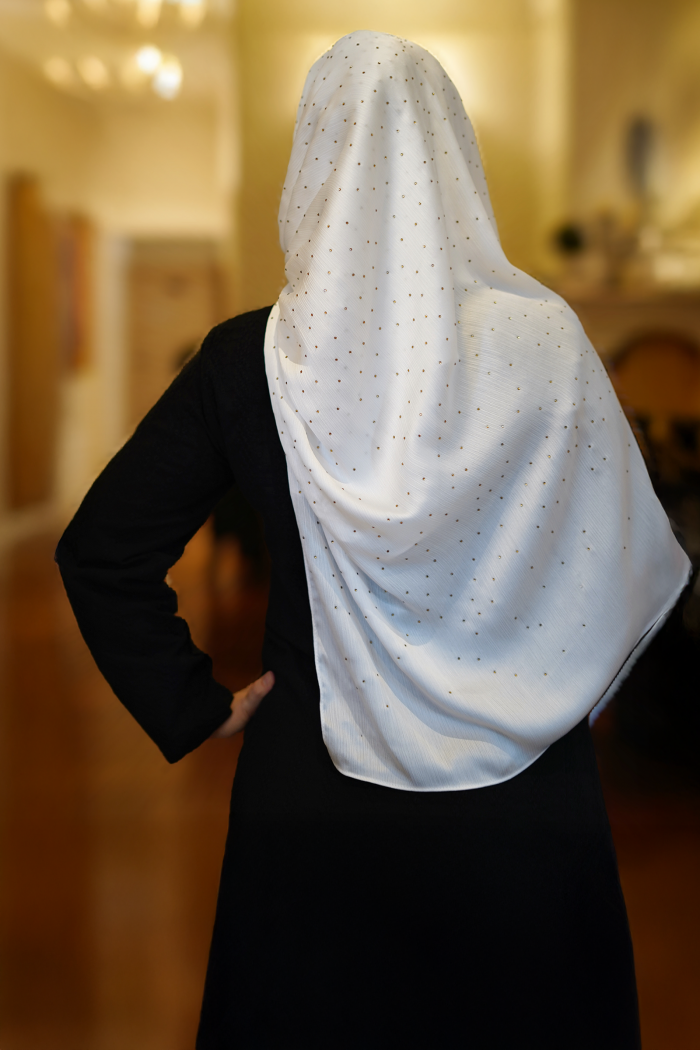 Clara Shawl - Gold Beaded Embellishment (Off White)