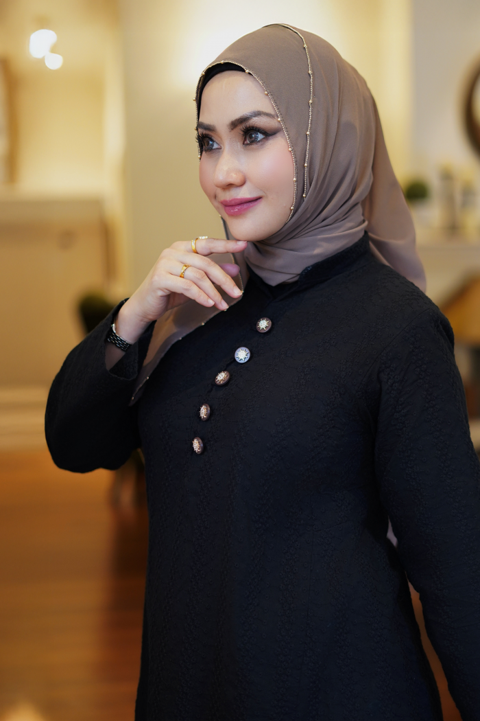 Eva Shawl - Borderline Shimmering Rhinestones (Coffee)