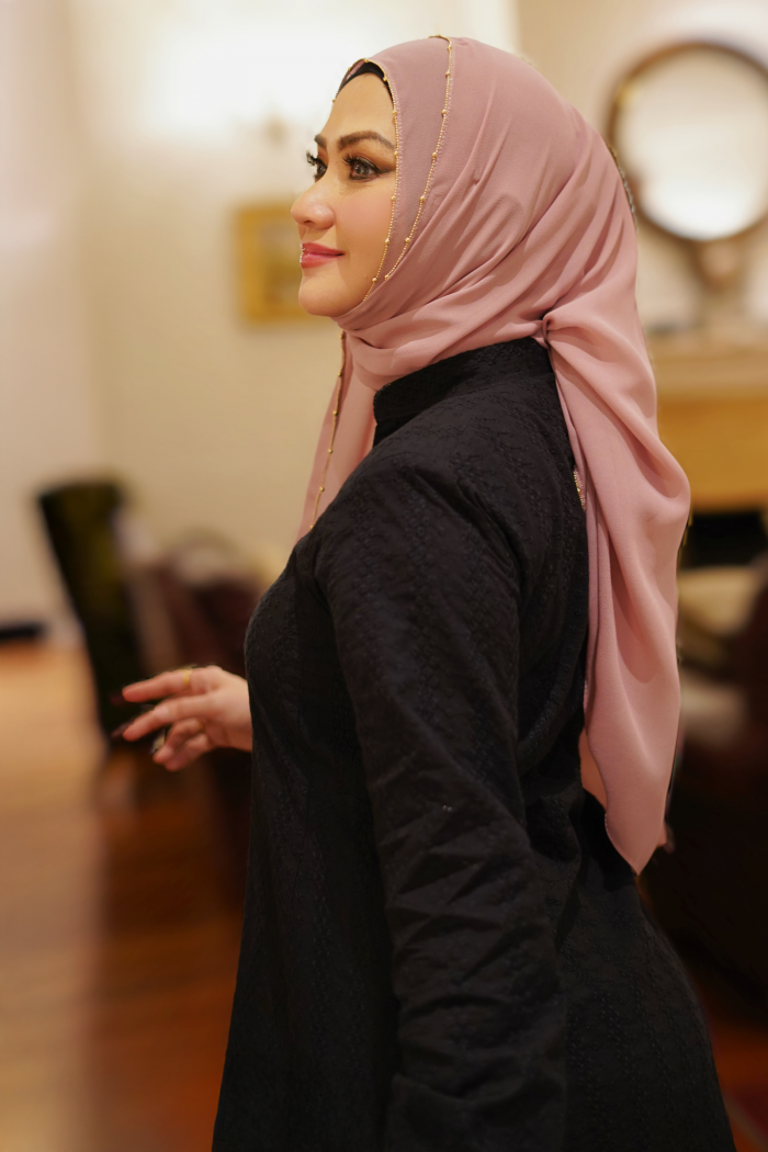 Eva Shawl - Borderline Shimmering Rhinestones (Dusty Pink)