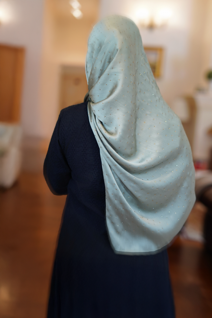 Clara Shawl - Gold Beaded Embellishment (Sage Green)