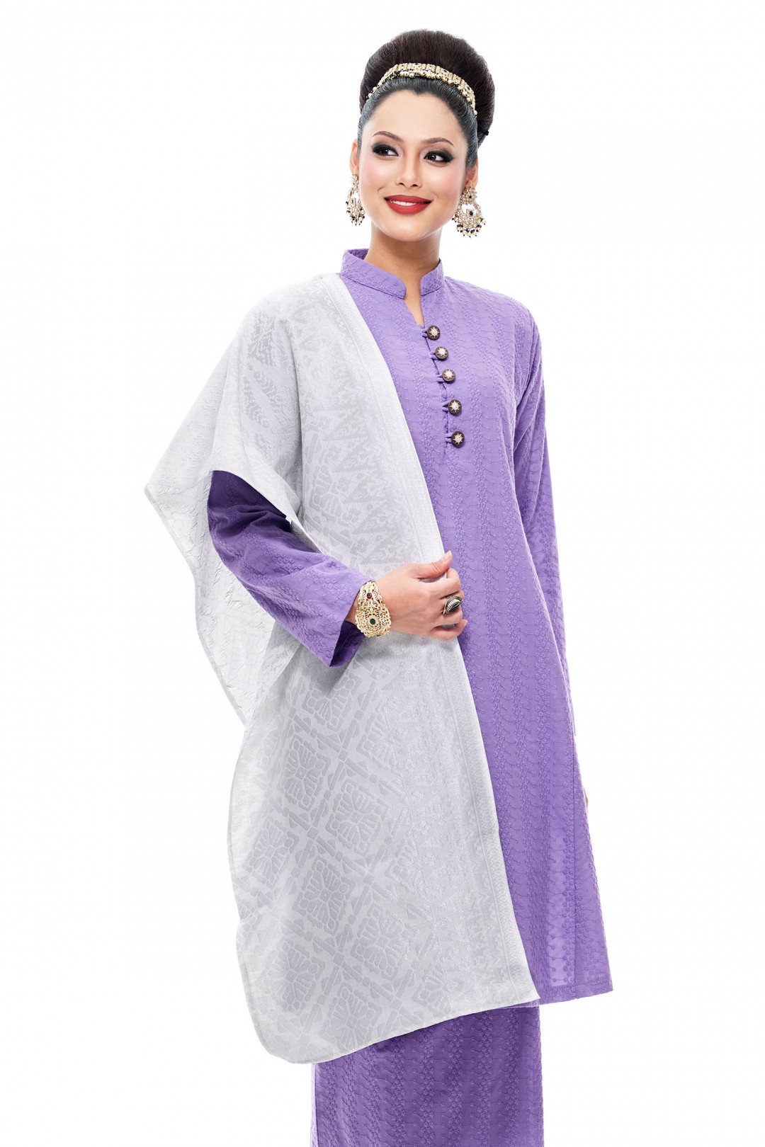Selendang Songket Klasik (White Diamond)