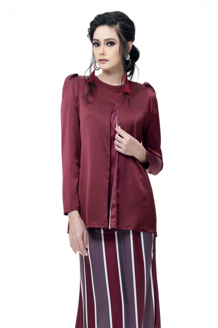 Zara Mini Kurung (Maroon)